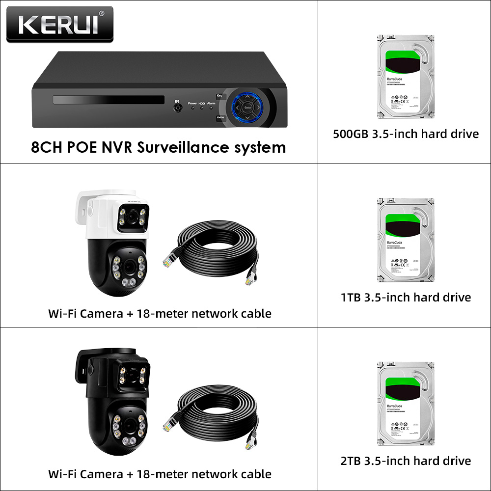 Home Automation Diy Kit - KERUI 8-kanałowy NVR POE 6MP HD